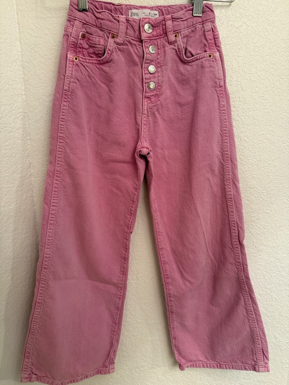 Zara Pink Button-Fly Jeans